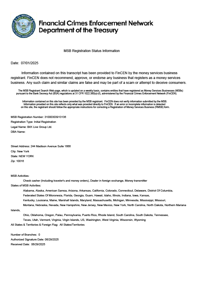 Company certification proof document